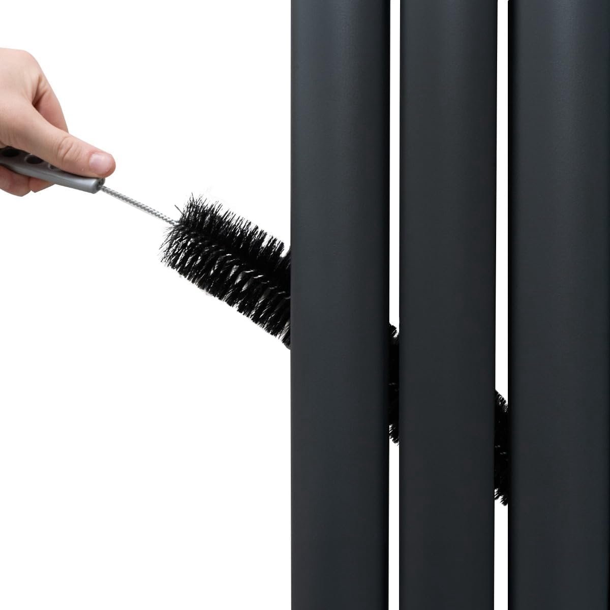 Ovale Paneelradiator met Spiegel 180x38cm Verticaal Dubbel Design Radiator Grijs