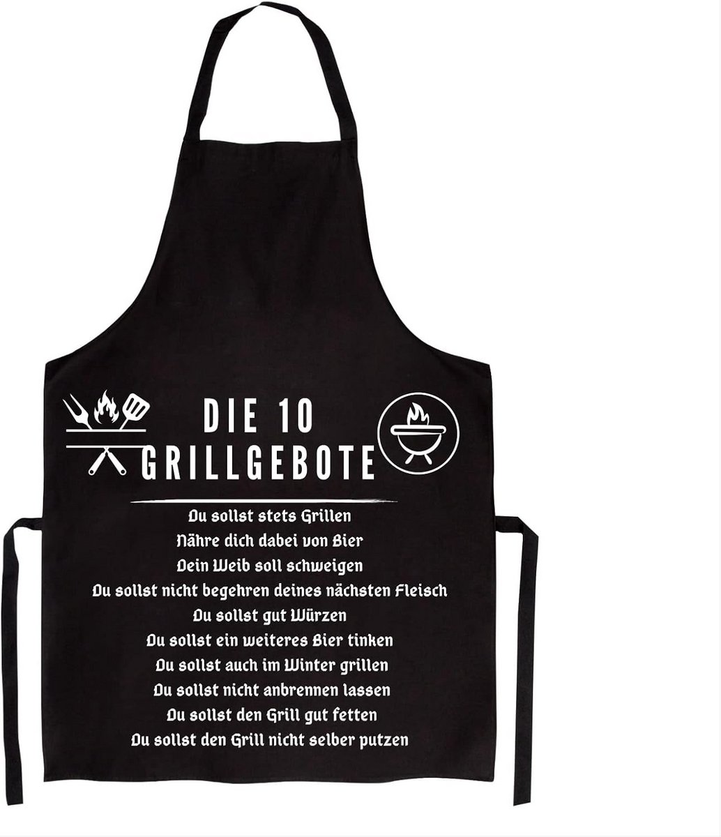 Schort met BBQ Geboden voor Mannen - Katoenen Kookschort
