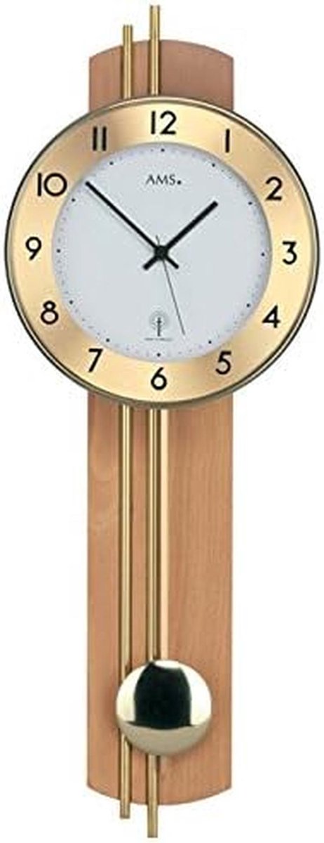 Wandklok met slinger en radiobehuizing met houten achterwand