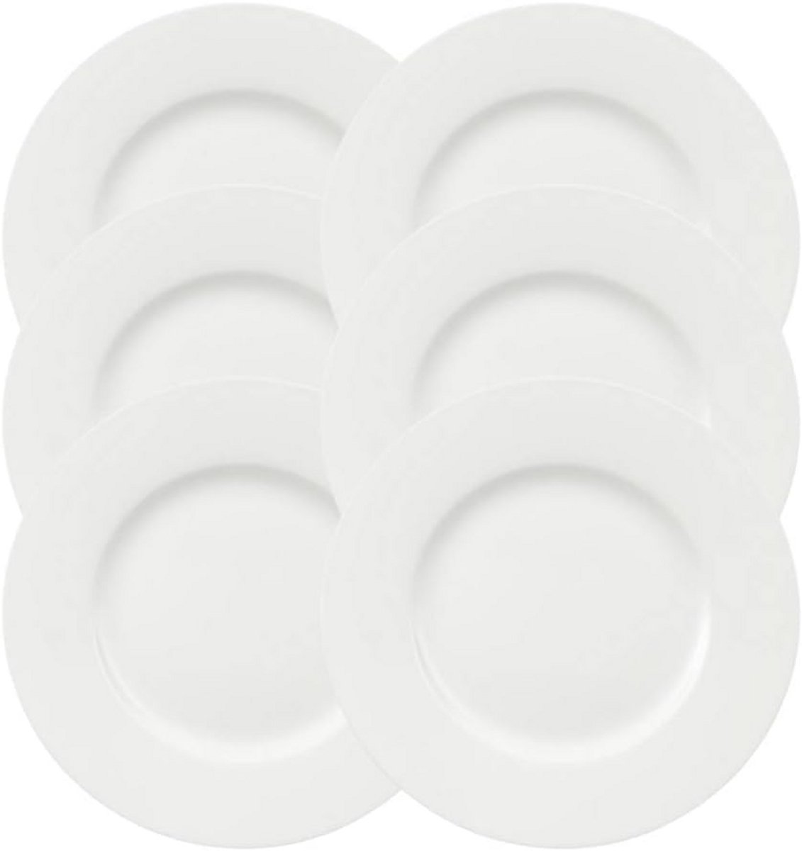 Set van 6 Porseleinen Ontbijtborden Wit Rond - 22.5 cm