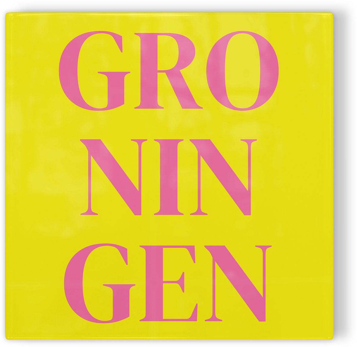 Tegeltje Groningen - geel roze - tegeltje stad - tegeltje met tekst