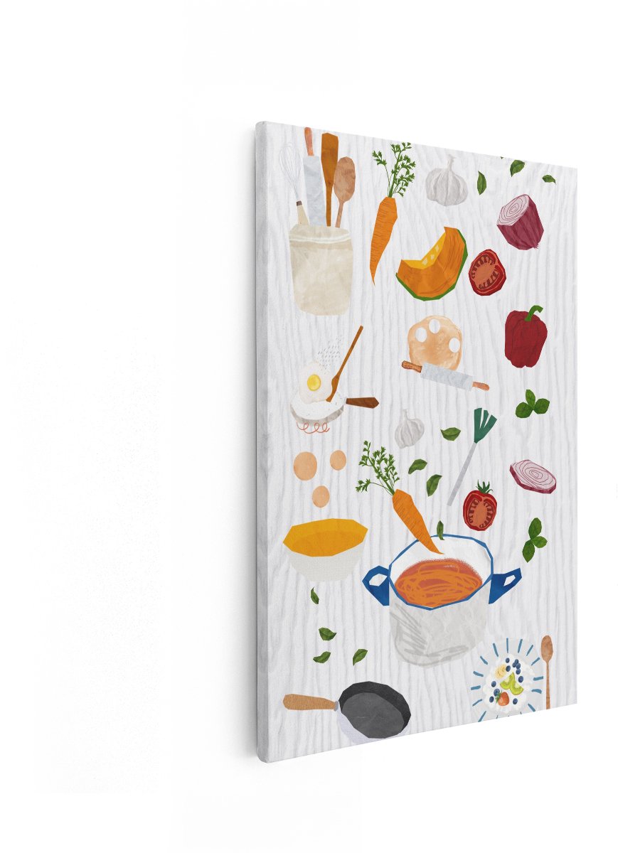 Artaza Canvas Schilderij Keuken Ingrediënten - 40x60 cm - Wanddecoratie Keuken - Muurdecor