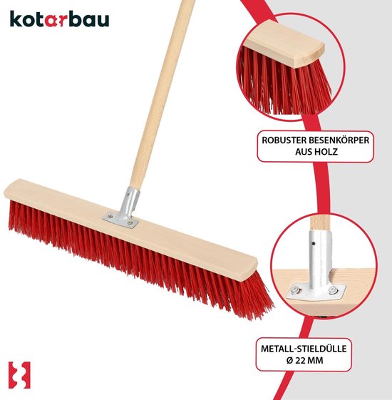 KOTARBAU® Bezemkop, Straatbezem, 65 cm, Veegbezem, Buitenbezem, Harde Nylonborstels, Tuinbezem, Stevige Straatbezem, Harde Bezem voor Buiten, zonder Steel, Hout, PVC van KOTARBAU — afbeelding 4