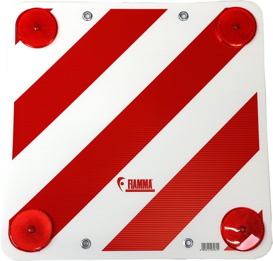PLANGER® - Waarschuwingsbord Italië en Spanje 2-in-1 (50 x 50 cm) – reflecterend waarschuwingsbord rood wit voor bagagedrager en fietsendrager