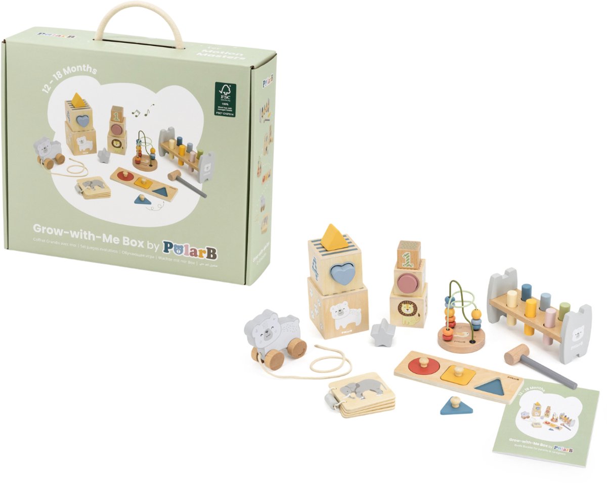 PolarB Motion Masters Groei-mee-doos – Baby Speelset 12+ maanden – Motoriek & Coördinatie