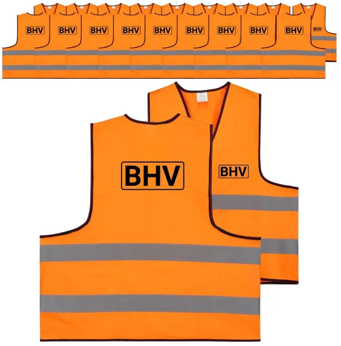 BHV hesje oranje | voor- en achterkant bedrukt | 20 stuks