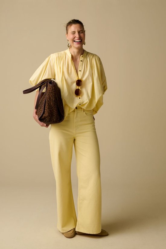 Lichtgele Wide Leg Jeans