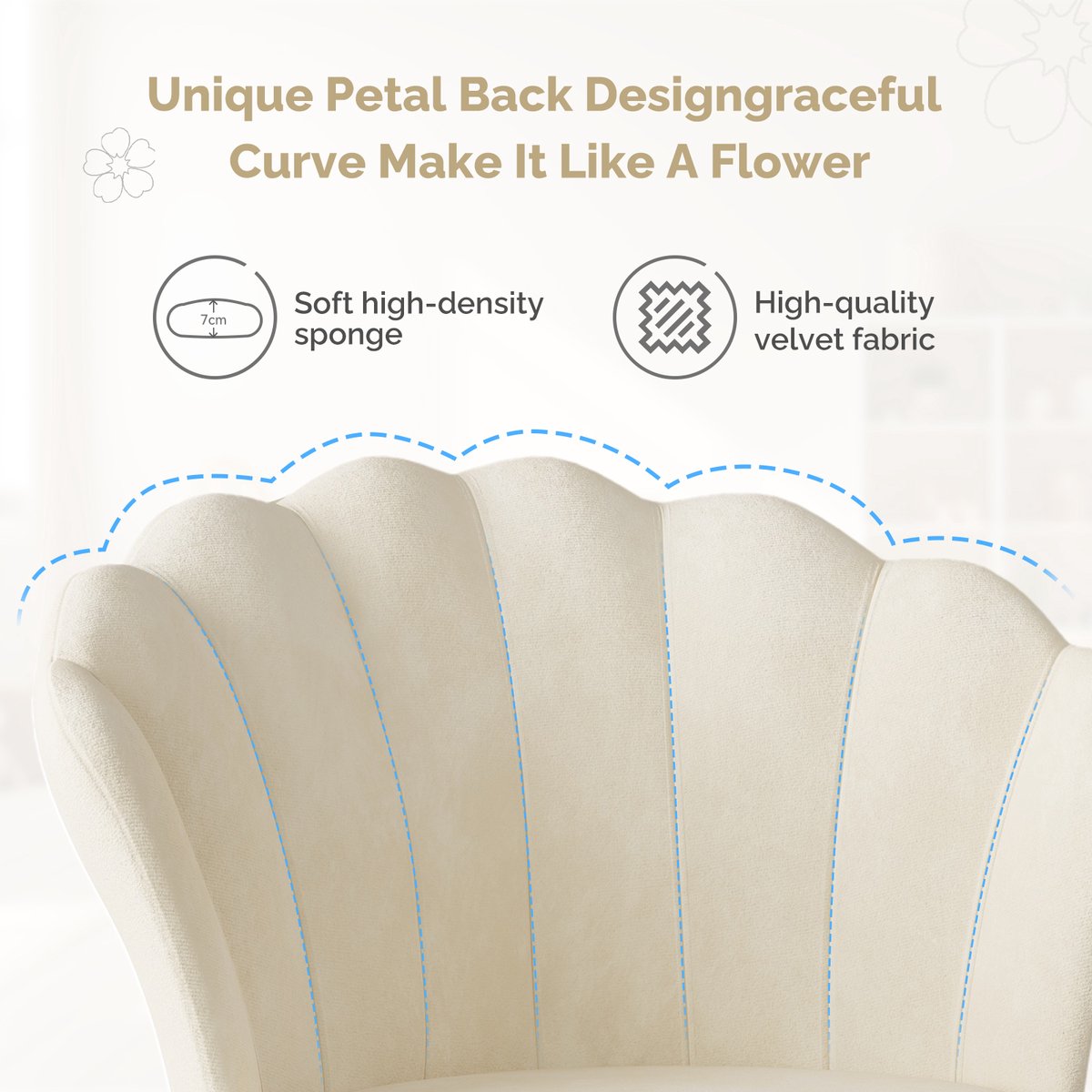 Kary International Fluwelen Bureaustoel Verstelbaar met Wieltjes - afbeelding 3