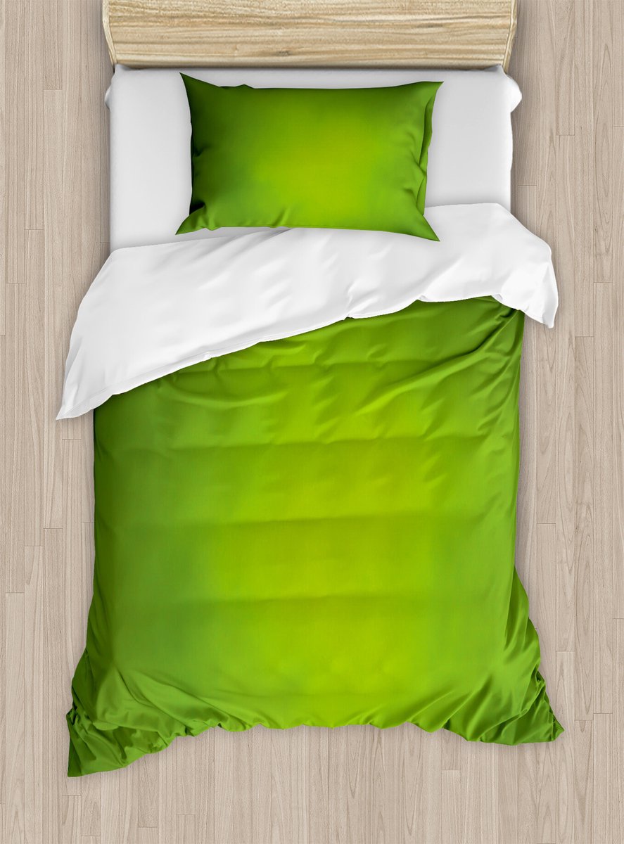 ABAKUHAUS Saliegroen dekbedovertrekset voor eenpersoonsbedden, abstract groen wazig eco, inclusief kussensloop, 130 x 200 cm