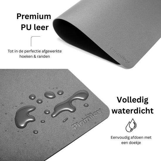 Plamiloy Luxe Kunstleer Placemat Set van 6 – Antislip & Waterafstotend – Leerlook Tafelmatten 45 x 30 cm – Grijs – Duurzame en Onderhoudsvriendelijke Placemat