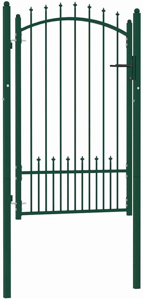 Stevige Tuinpoort met Speerpunten 100x150 cm Groen Staal