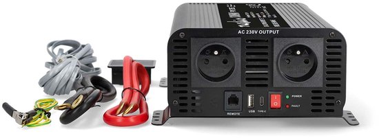 Nedis Omvormer 1000W - Zuivere Sinusgolf - 12V/230V - Afstandsbediening