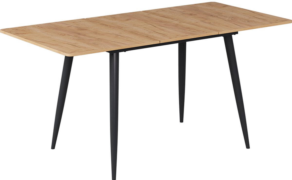 Vicco Eettafel Beaver, Goudkleurig Eiken/Zwart, 120-160 x 80 cm Uitschuifbaar