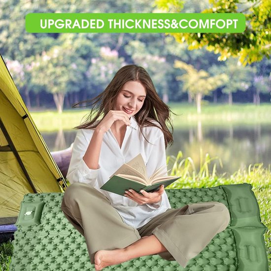 Comfortabele Zelfopblazende Dubbele Luchtmatras voor Kamperen en Hiking — afbeelding 3