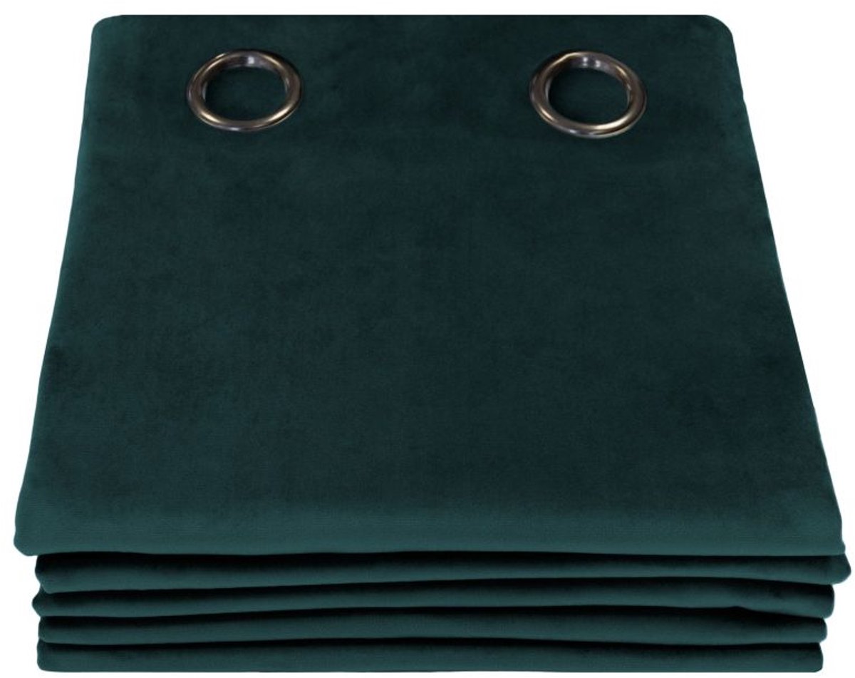 MOONDREAM LumenControl™ Totaal Verduisteringsgordijn | Licht+Zonwering | 100% Ondoorzichtig | EU-fabricaat | Fluweel | Oogjes | Groen MC228 | 135 x 260 (BxH) cm