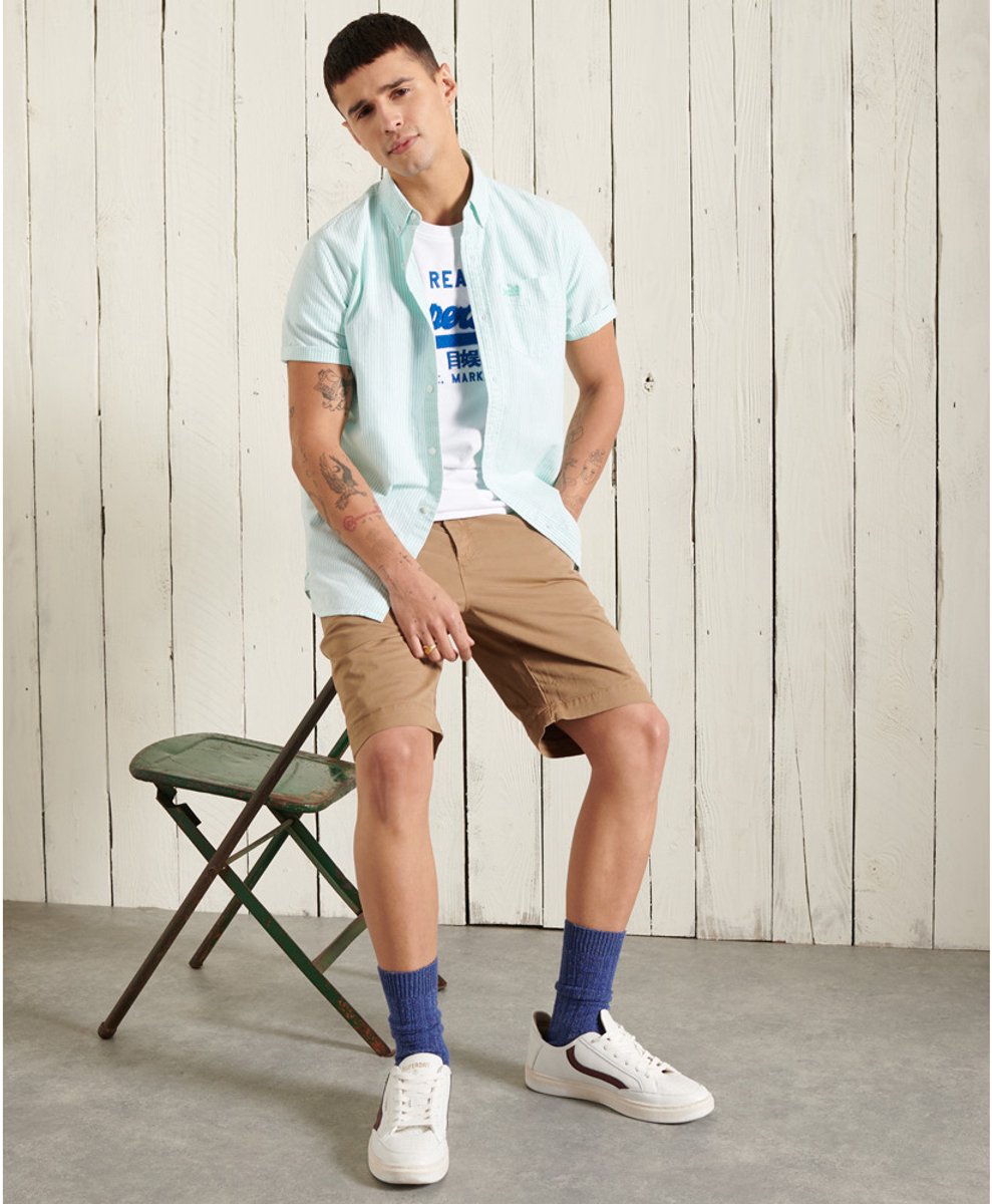 Klassiek overhemd Superdry Oxford University en coton bio Mintgroene Strepen