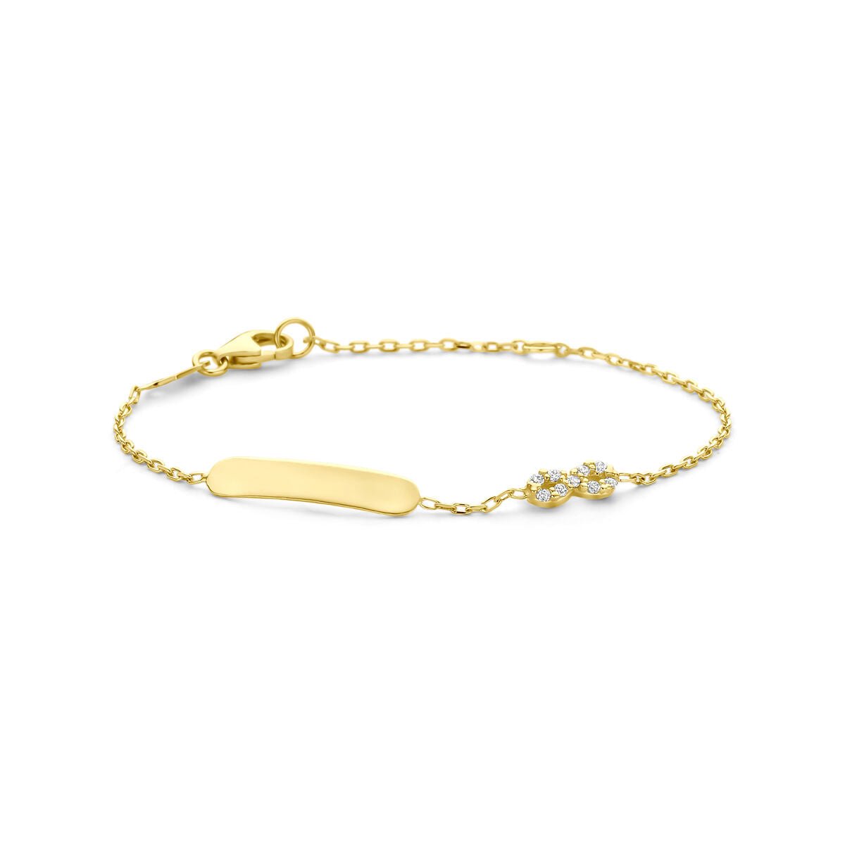 14K geelgouden graveerarmband infinity zirkonia 11 - 13 cm - 4034641