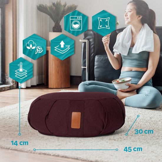 #DoYourYoga - Yoga kussen - »Ganesh« - halve maan meditatiekussen met bio-organische Spelt vulling - 45x30x14 cm - aardebruin van #DoYourYoga — afbeelding 5