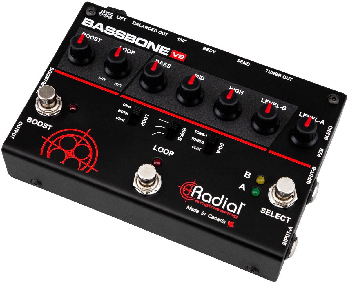 Radial Bassbone V2 voorversterker voor bas-instrumenten