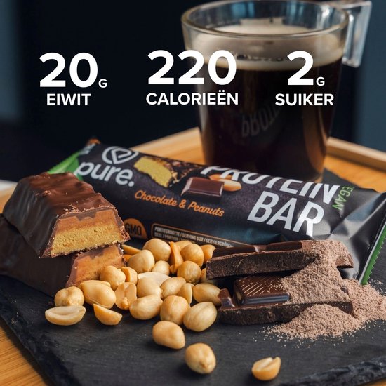 Pure. - Vegan Protein Bar - 20g eiwit - chocolade & pinda's - eiwitreep - eiwit snack - sport van Merkloos — afbeelding 5