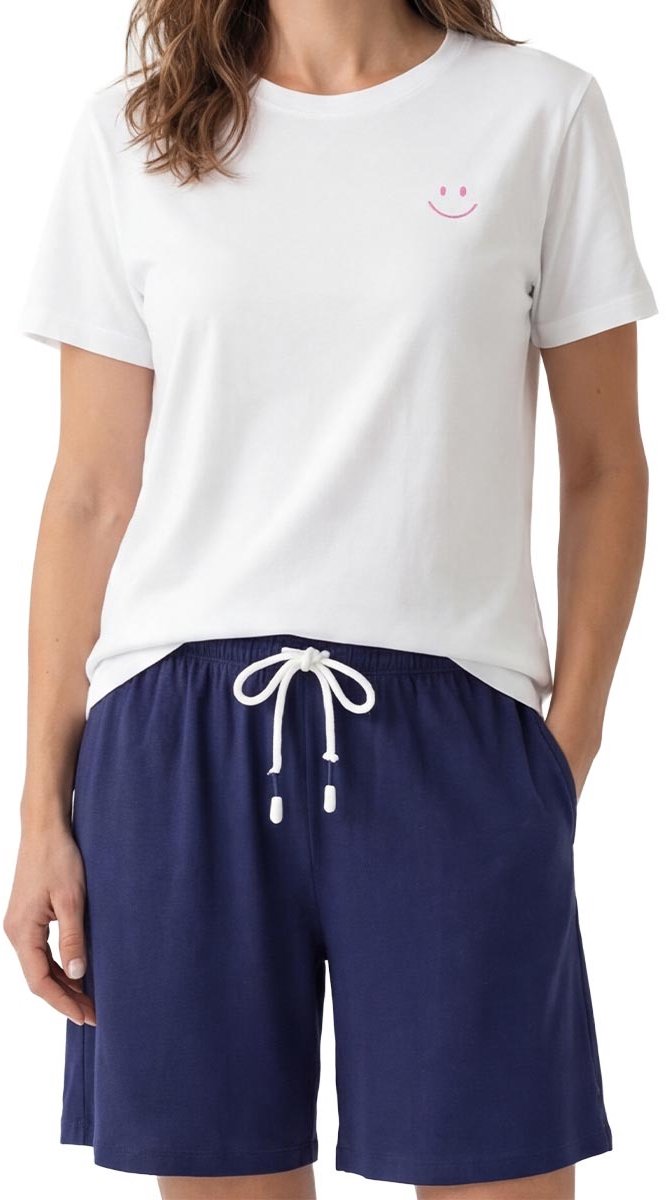 Mey Dames pyjama Solid Love donkerblauw / wit