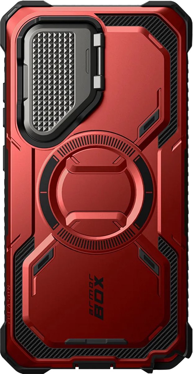 i-Blason, MagSafe Hoes Geschikt voor Samsung Galaxy S25 Ultra Serie ArmorBox Volledige Bescherming, Rood