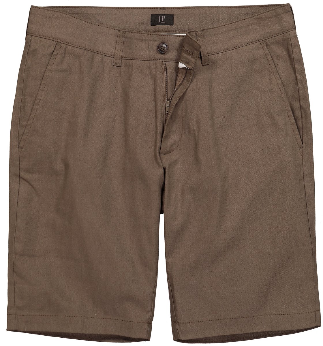 JP 1880 - Heren - bermuda van linnenmix chino Loose Fit tot 72 - Bruingrijs - Maat 52