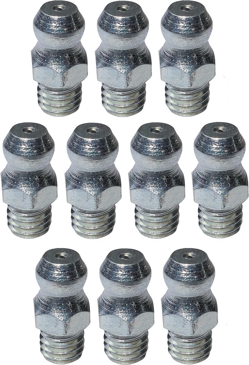 Set van 10 Rechte Geperste Niplen voor Smering - Inpersnippel Zeskant - Geschikt voor Schroefverbinding