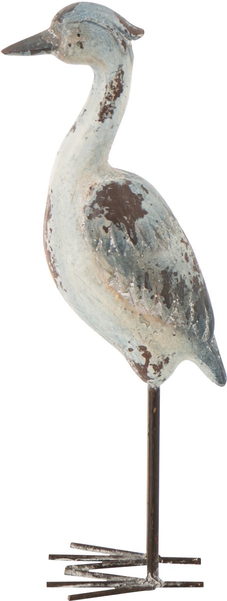 decoratie Vogel Antiek - polyresin - blauw/wit - small