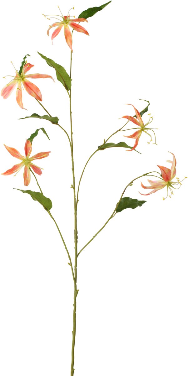 J-Line bloem Gloriosa - textiel - abrikoos - 2 stuks Oranje