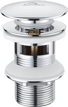 Garniture de vidage en céramique Auralum max - avec trop-plein - garniture de vidage incl - garniture de vidage universelle avec trop-plein - valve Pop-up avec panier filtrant - Chrome