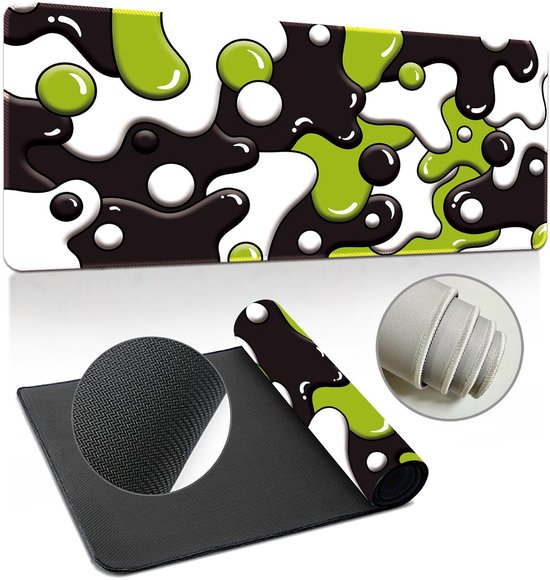 Extra grote gaming muismat, bureaumat, professionele handgemaakte muismat, antislip rubberen onderkant, gestikte rand, geschikt voor desktop gaming, laptops en desktopcomputers, 80x30 cm, kleur-17