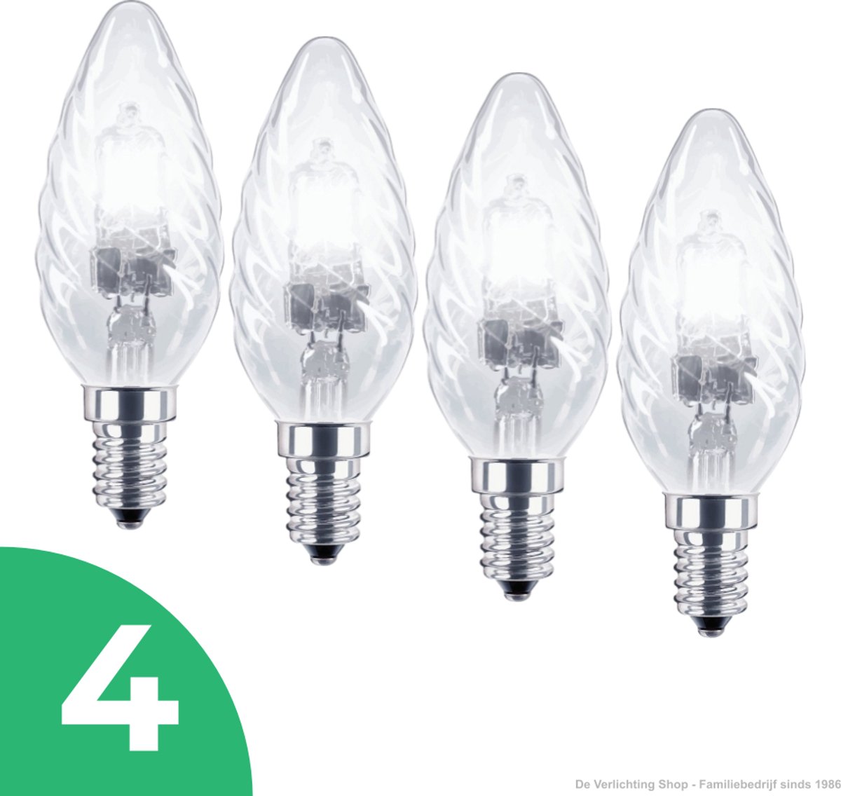 Trixline Kaarslamp Halogeenlamp E14 - 40W - Warm Wit Licht (2700K) - 400 lm - 1 jaar - Dimbaar - 4 stuks
