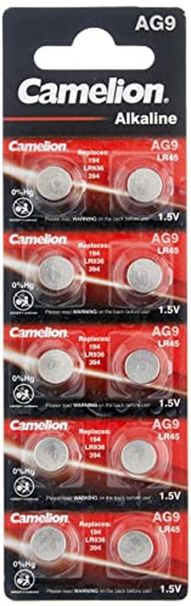 Alkaline Knoopcellen AG9 / LR45 / LR936 / 394 - 10 Stuks Multicolor