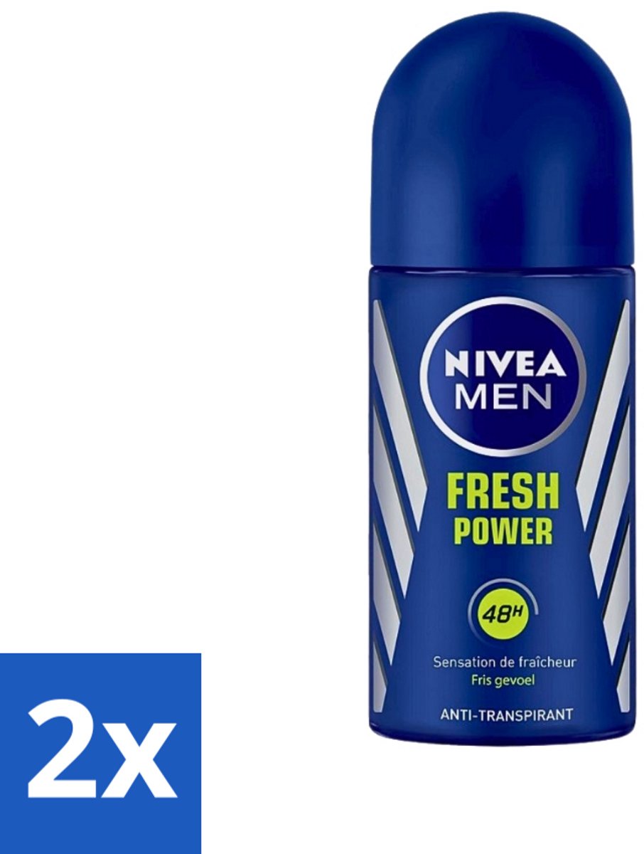 2 x Nivea - Men - Deodorant - Roller - Fresh Power - 50 ml - 48 Uur Bescherming - Anti-transpirant - Deodorant Roller - Mannelijke Geur - Frisheid