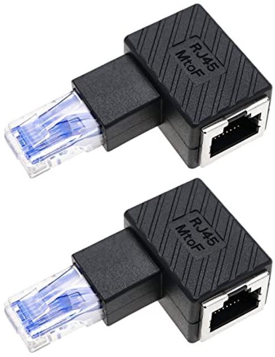 RJ45 Ethernet-adapter 90 graden hoekstekker - 2 stuks