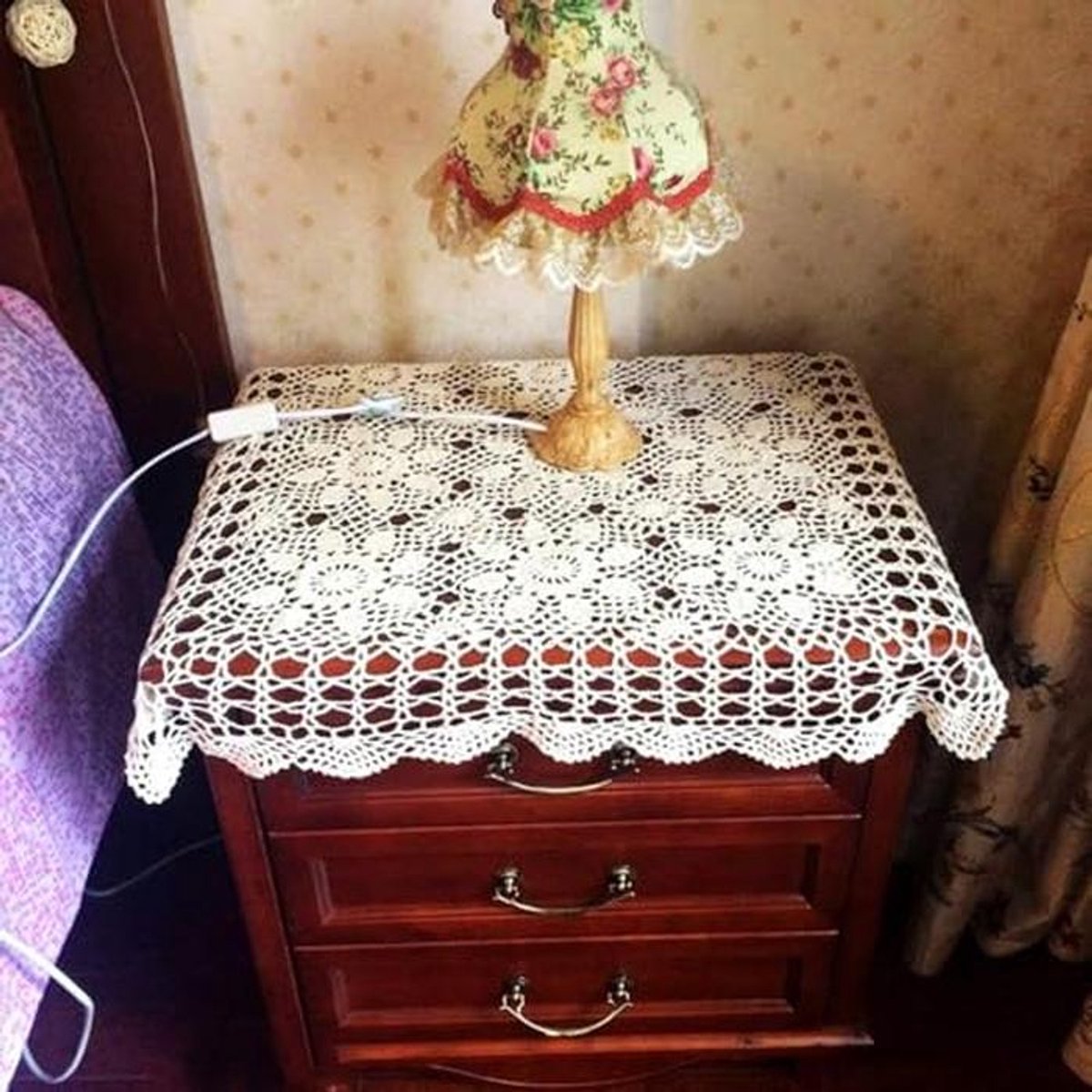 Vintage Gehaakt Kant Tafellaken Rectangular 60x40cm