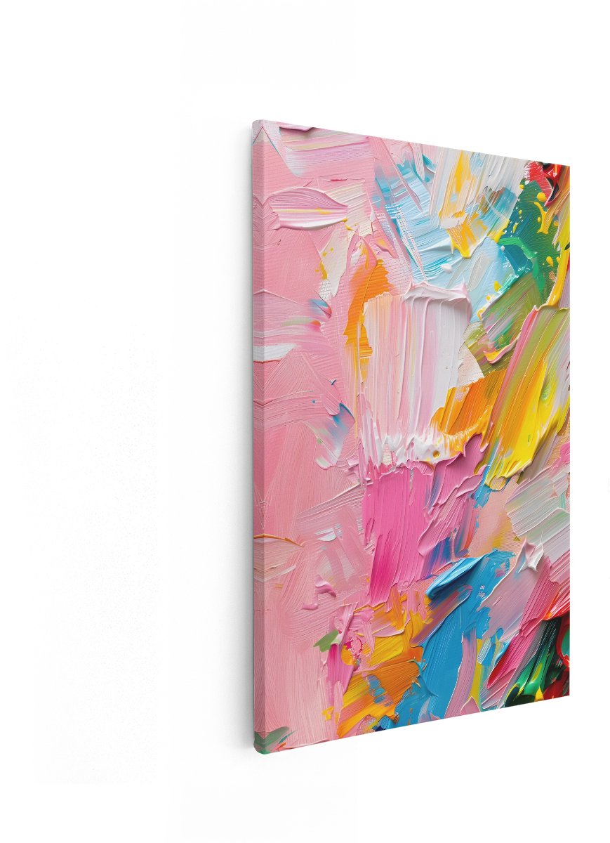 Artaza Canvas Schilderij Abstract - 60x90 cm - Wanddecoratie Modern - Muurdecoratie Kleurrijk - Decoratie Olieverf Textuur - Roze
