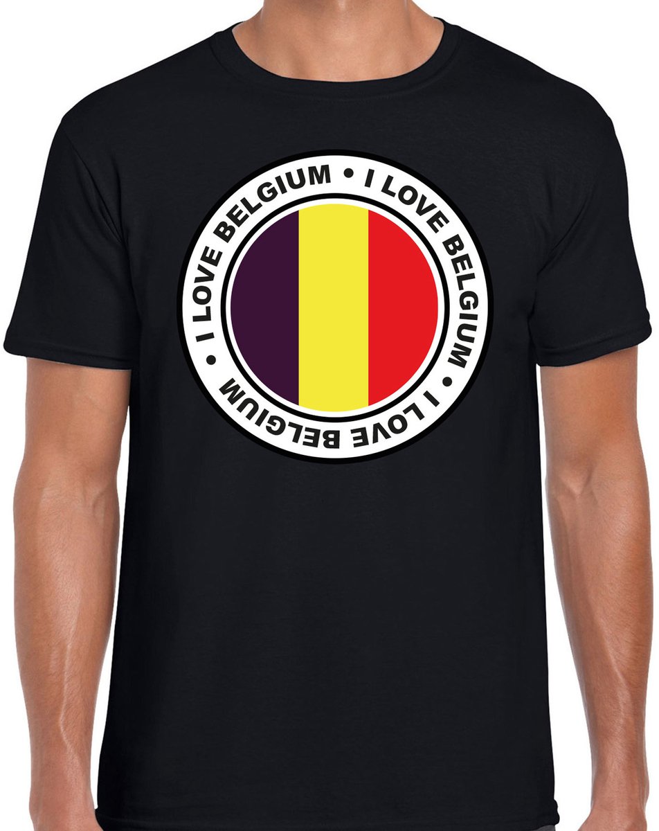 Bellatio Decorations Verkleed T-shirt voor heren - I Love Belgie - zwart - voetbal supporter - themafeest M
