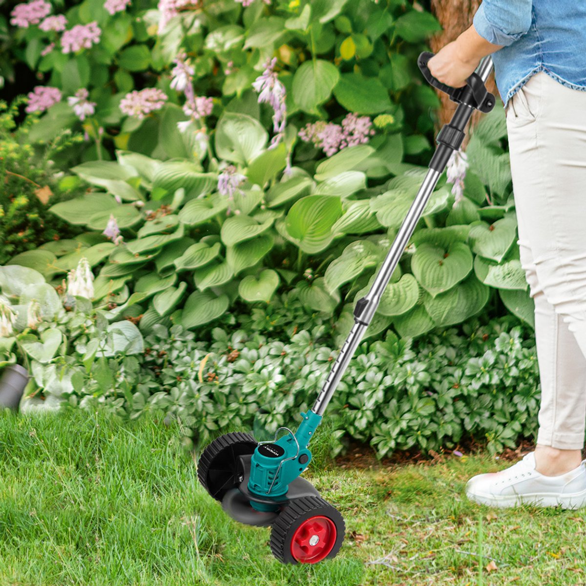 Yofidra Accu Bosmaaier - 4-in-1 Kantenmaaier - 150 mm Grastrimmer - Opvouwbaar - Draadloos & Elektrisch Grasmaaier - Incl. 2 Accu ‘s - voor gazon, struiken en onkruid. – foto 7