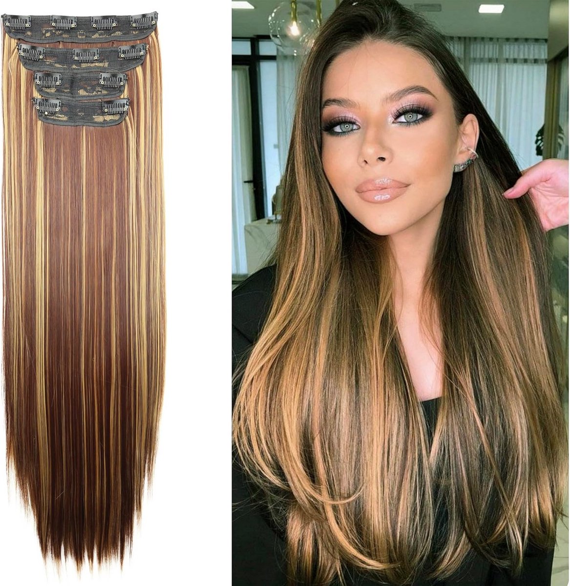 Clip In Haarverlenging Set Dichtheid XXL 4 Delen - Volume & Glad Haar