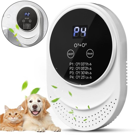 Elektrische luchtreiniger, ozonontgeurder, verwijdert 99% van de geuren uit kattenbakvulling, verwijdert sterke geuren, geschikt voor badkamers, toiletten en woonkamers.