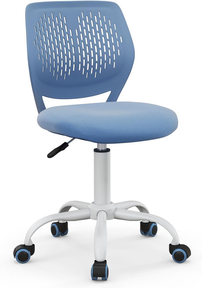 Ergonomische Kinderbureaustoel met Wieltjes en Verstelbare Zithoogte - Blauw