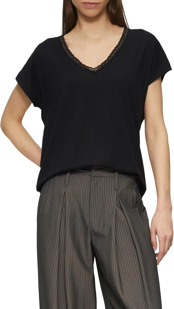 Basic Modal Shirt met Decoratieve Kanten Rand - Comfortabel Dames T-shirt
