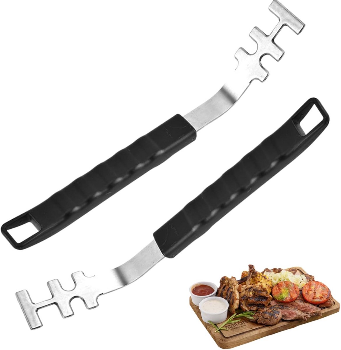 Set van 2 RVS Grill Rooster Lifters met Anti-Verbranding Handvat