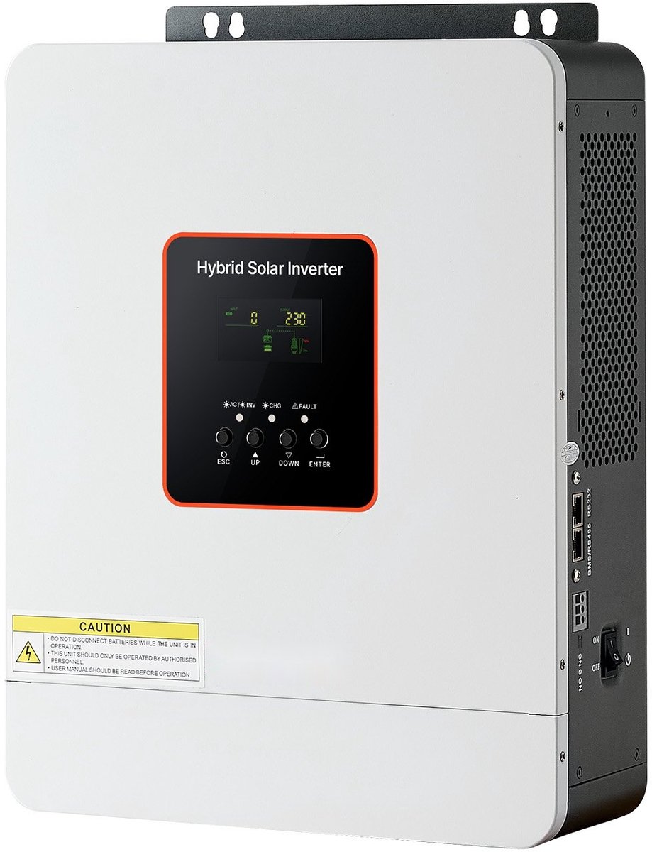 Hybride Zonne-omvormer 3000 W - Van 24V DC naar 230V AC - Geïntegreerde 80A MPPT Zonnelaadregelaar - Compatibel met Loodzuur en Lithium Accu's - Thuis, Camper, Off-grid