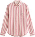 Heren overhemd met lange mouwen, roze en witte strepen, button-down kraag en borstzakje met logo.