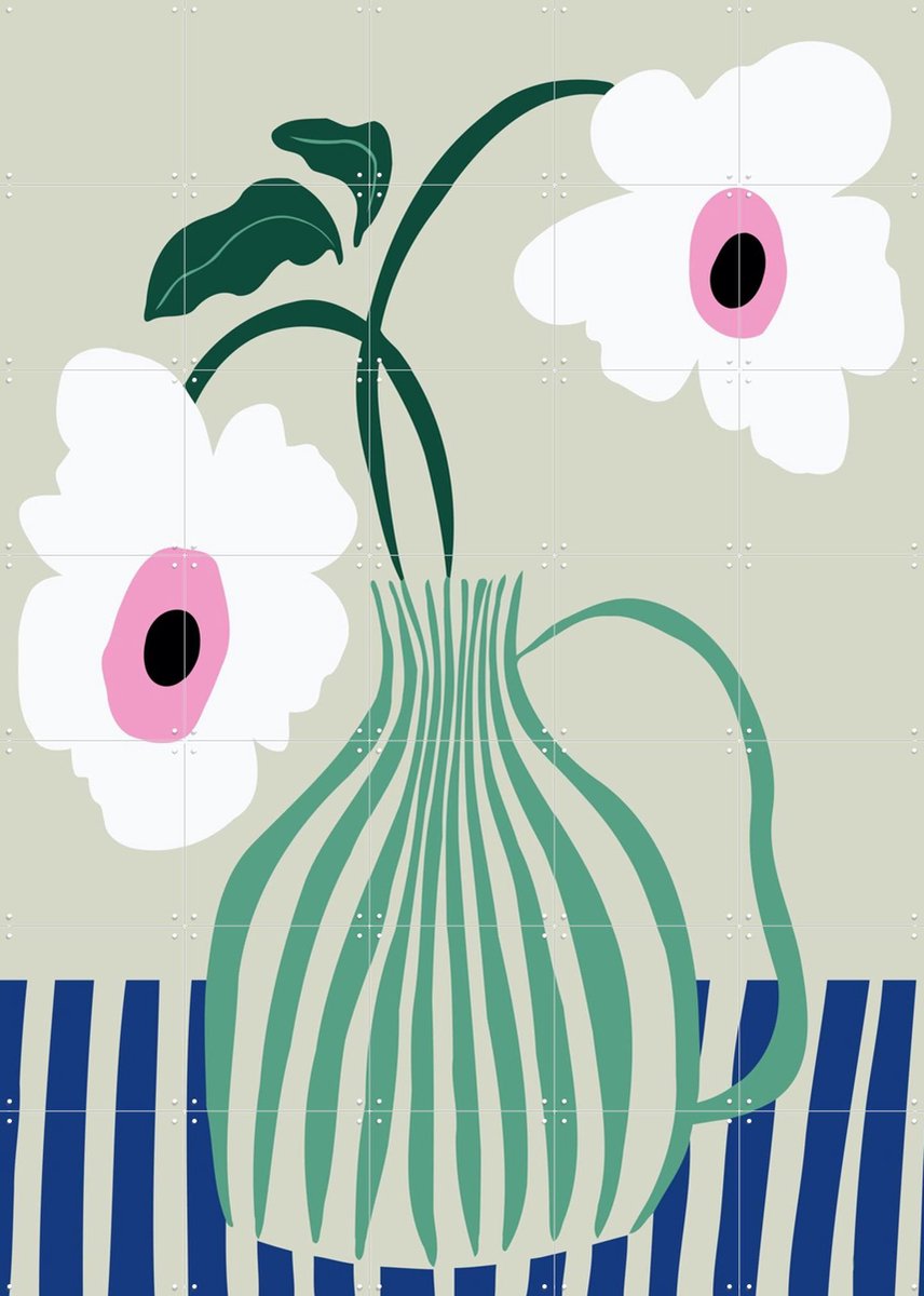 IXXI Floral Pottery Delight, Miho Art Studio & Various - 100 x 140 cm - Gratis ophangtool - Grote wanddecoratie en posters - Speels, Decoratieve
