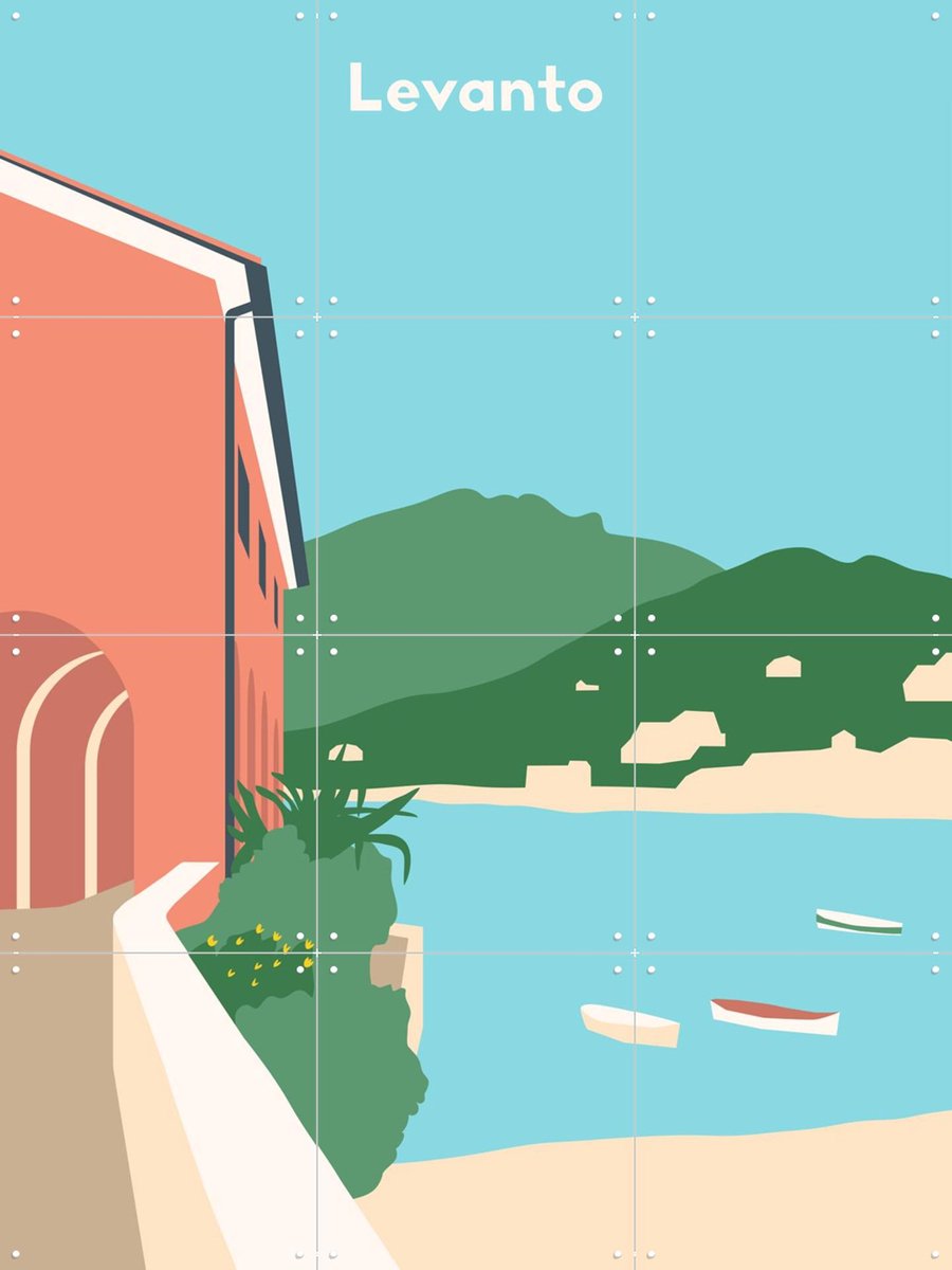 IXXI Levanto, Florent Bodart - 60 x 80 cm - Gratis ophangtool - Grote wanddecoratie en posters - Geometrische Kunst, Digitale Kunst, Kleurrijk