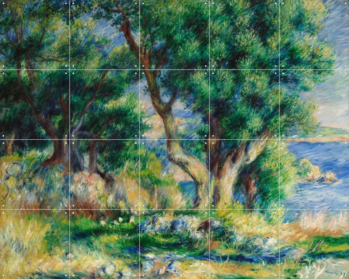 IXXI Landscape on the Coast, near Menton, Pierre-Auguste Renoir & Museum of Fine Arts Boston - 100 x 80 cm - Gratis ophangtool - Grote wanddecoratie